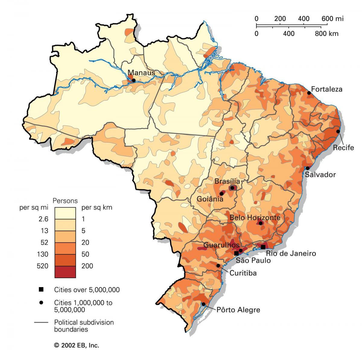 Carte de la densité du Brésil