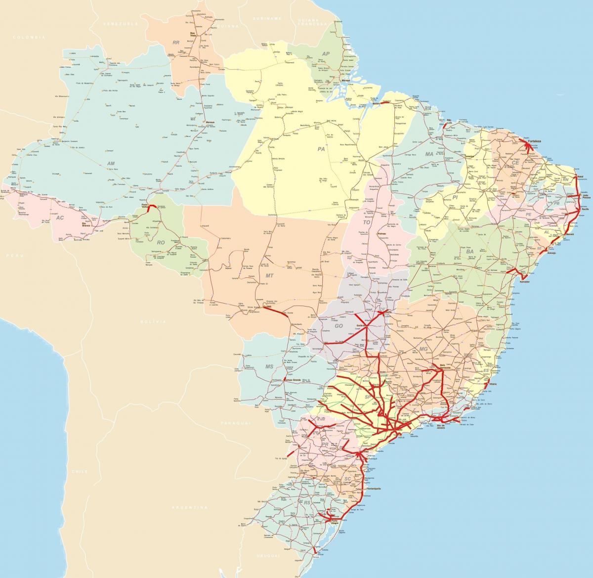 Carte des autoroutes du Brésil
