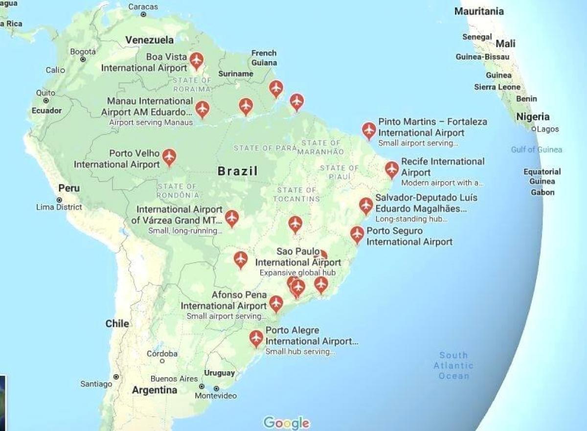 Carte des aéroports du Brésil