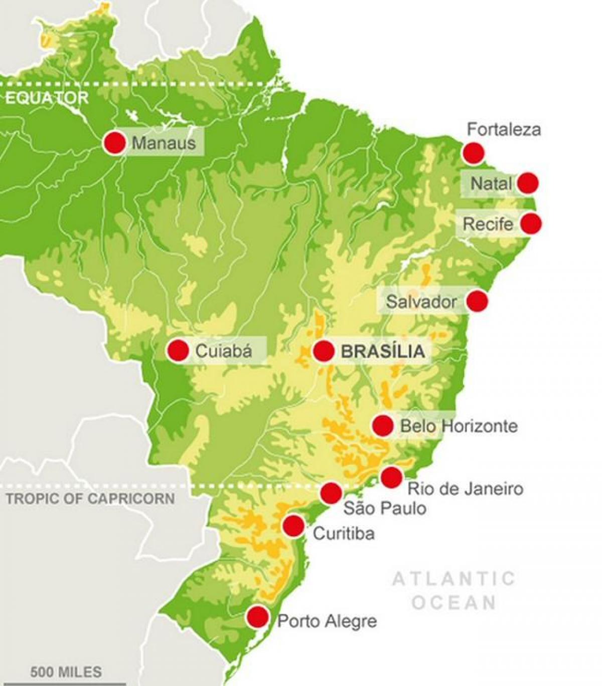 carte des stades du Brésil