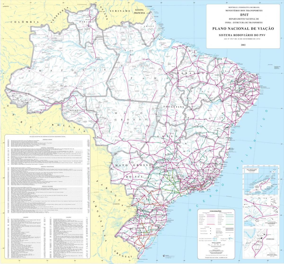 Carte routière du Brésil